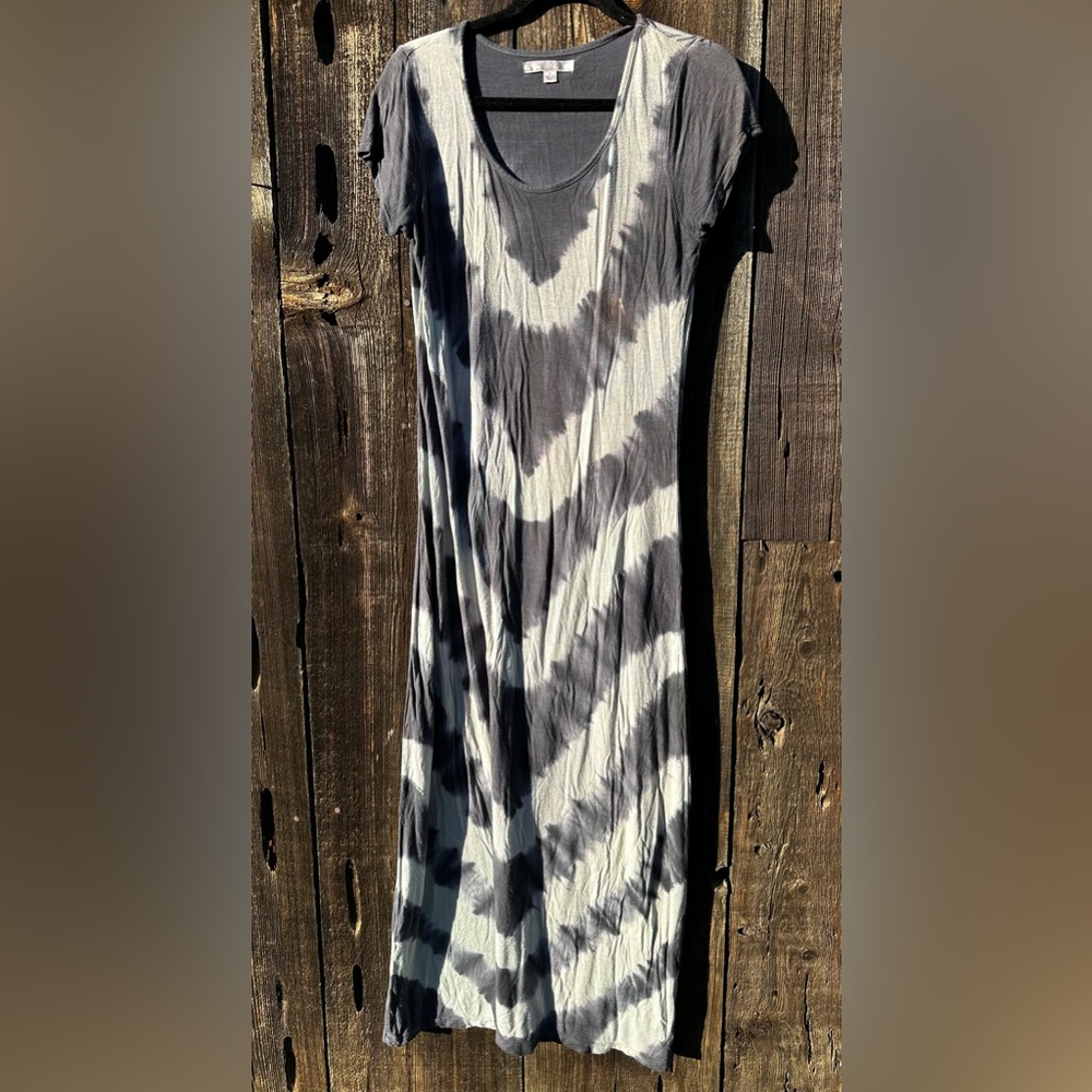 Gray Tie Dye Maxi Short Sleeve Dress